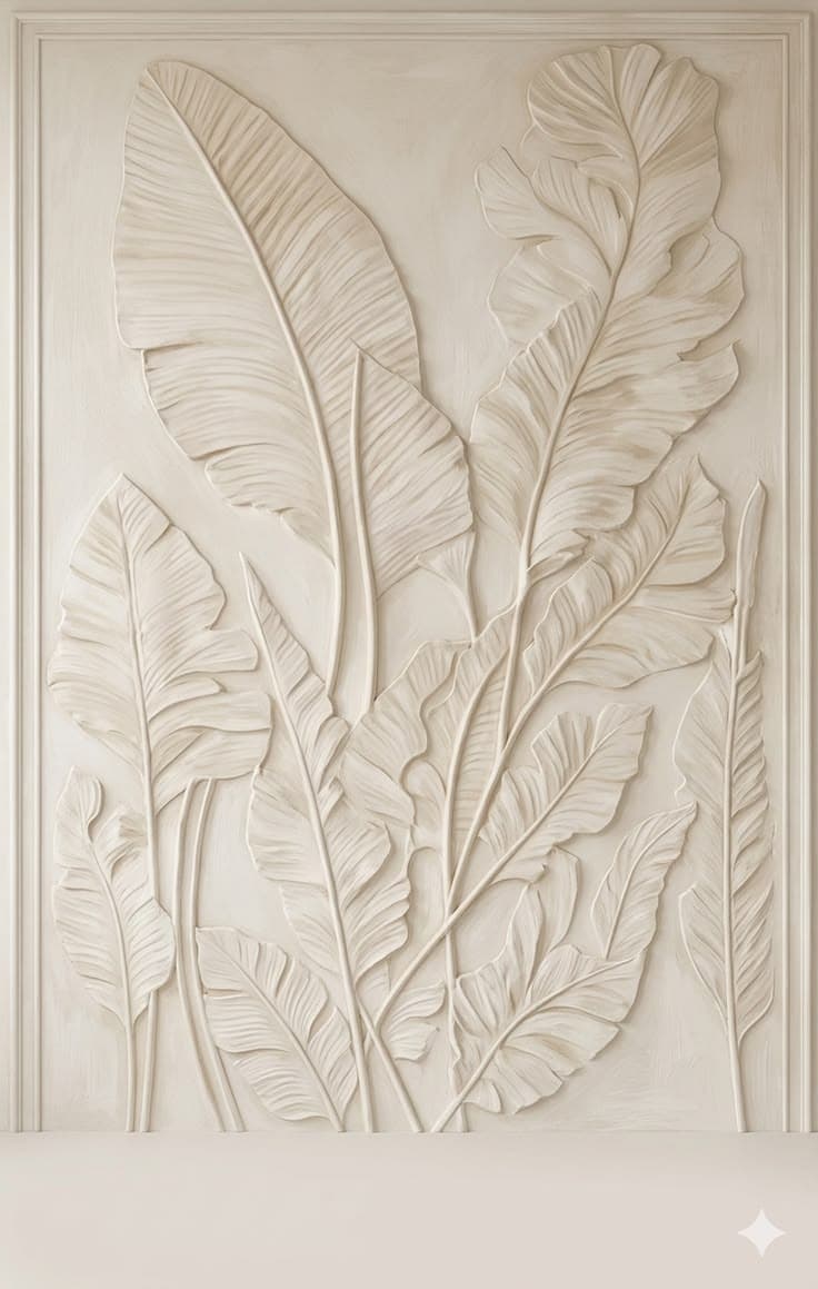Tropical Banana Leaves Relief Panel