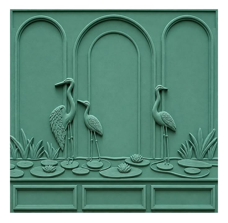 Sage Green Heron Pond Arched Panel