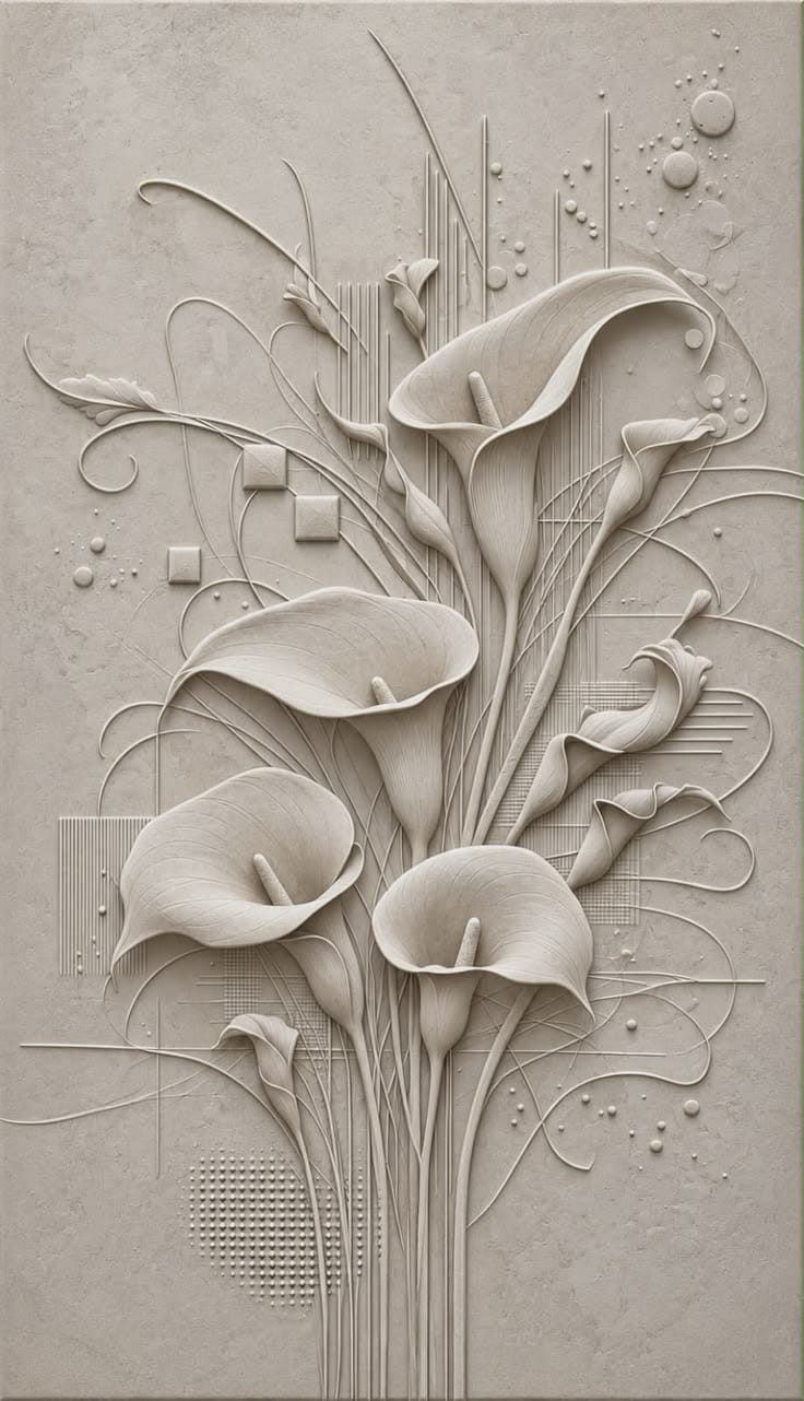 Modern Calla Lily Geometric 3D Relief